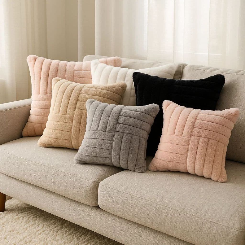Capa De Almofada Pelúcia Decorativa Luxo Texturizada Para Sofá Área Externa Varanda Jardim Sala