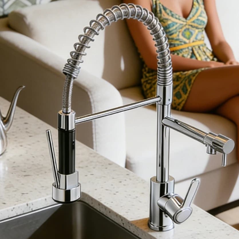 Torneira Gourmet Cozinha Inox Ducha Extensível Flexível 51,5cm Premium HydroLux
