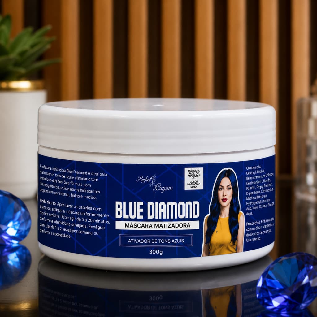 Máscara Matizadora Blue Diamond 300g – Neutraliza Amarelado, Intensifica Tons Azuis e Hidrata