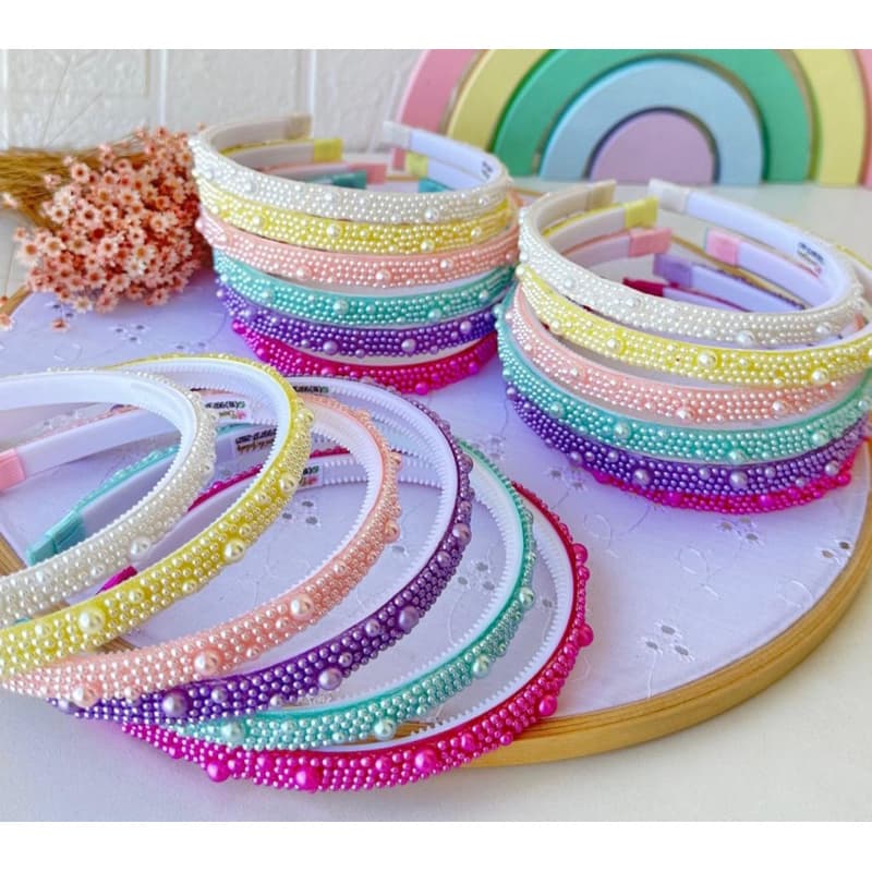 tiara de Pérolas/arco para festas/tiara pérolas coloridas