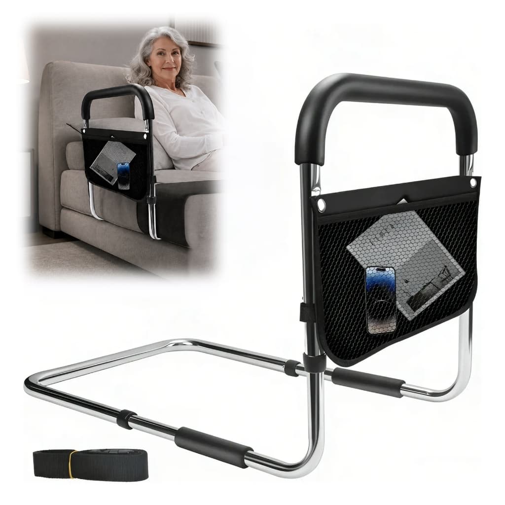 Barra de Apoio E Proteção Para Idosos Para Cama: Altura Ajustável + Ventosa Haste + Cinto - Ajustável, 150kg