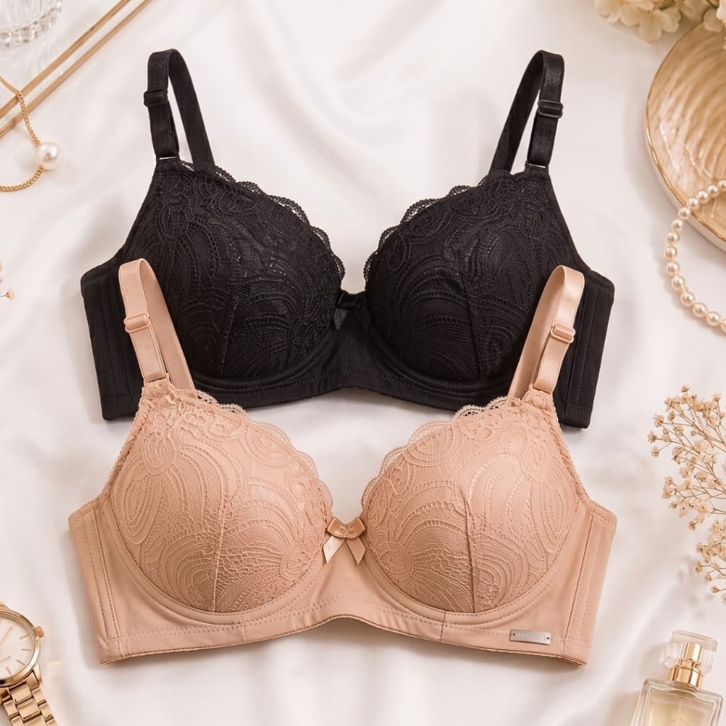 Kit C/2 Sutiãs RENDADO Com Bojo Push Up Reforçado Premium Soutien Efeito Silicione PROMOÇÃO