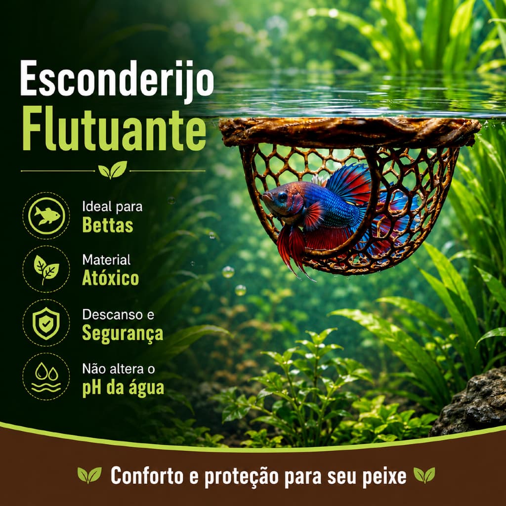 Toca Esconderijo Flutuante Raizes para Peixe Descanso Betta Aquário Caverna Decorativa Atóxica