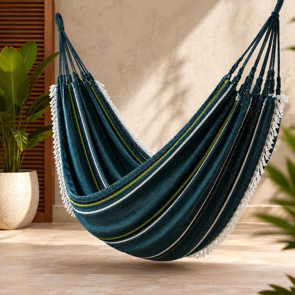 Rede de Dormir Casal com Franjas Decorativas | Rede Premium para Área de Lazer