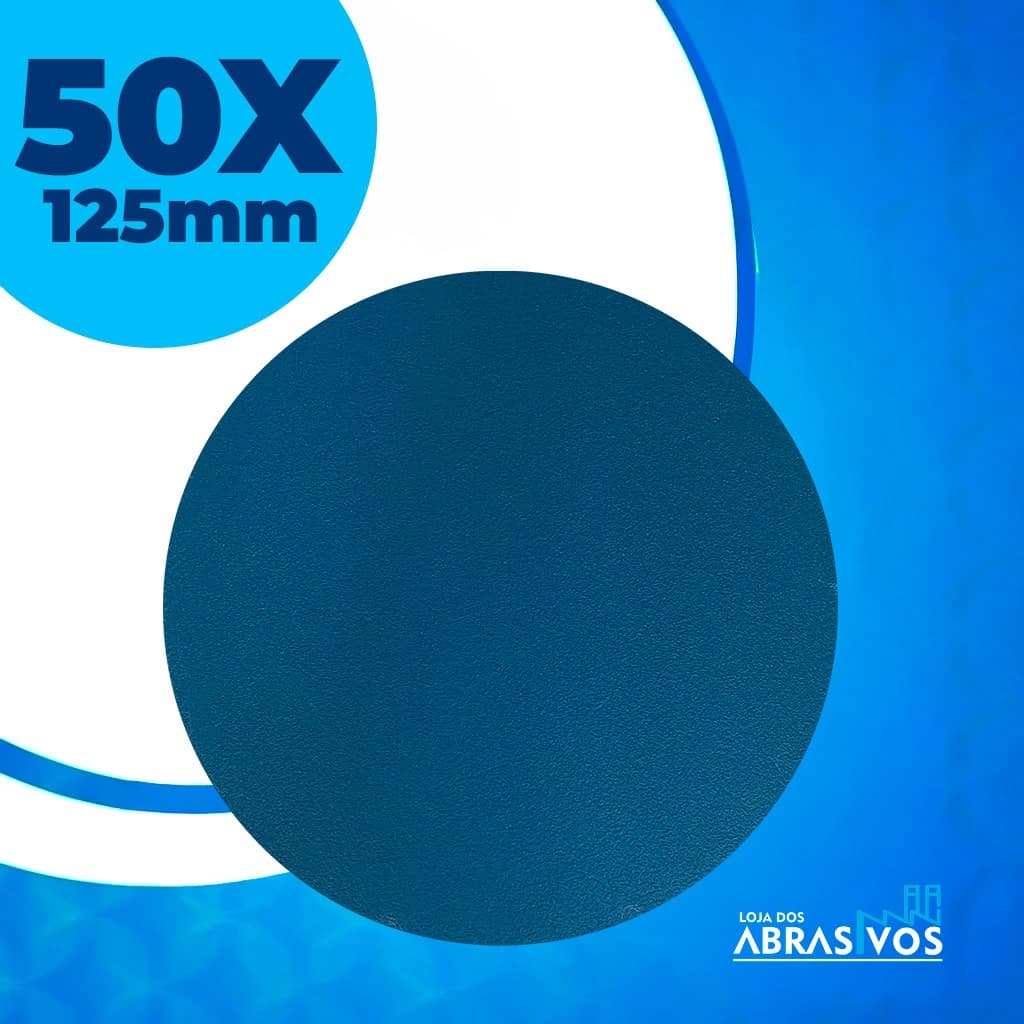 Disco Lixa velcro Hookit 5 Pol. 125mm S/furo orbital Vários Grãos Kit 50 Peças polimento