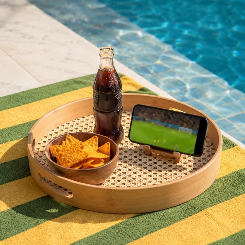 Bandeja em Bambu com Palhinha Oikos – Bandeja Decorativa e Organizadora