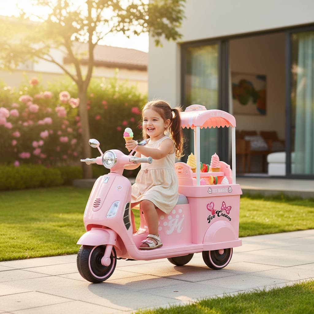 Moto Eletrica Infantil 12v Sorveteria Rosa Menina Sons Luz Mini Moto Com Bateria Recarregavel Oferta
