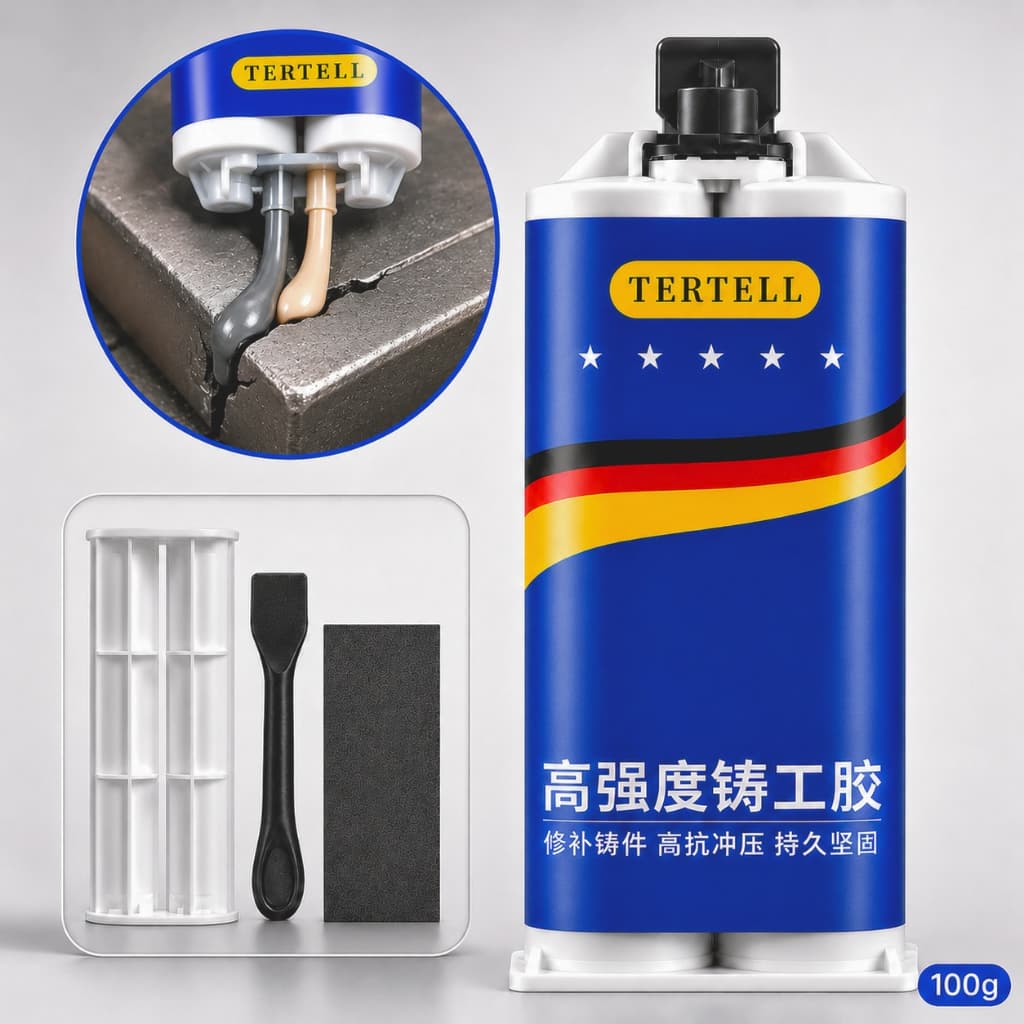 Cola para Metal AB 100g Solda Fria Reparo Industrial Resistente ao Calor Ferro Aço Alumínio