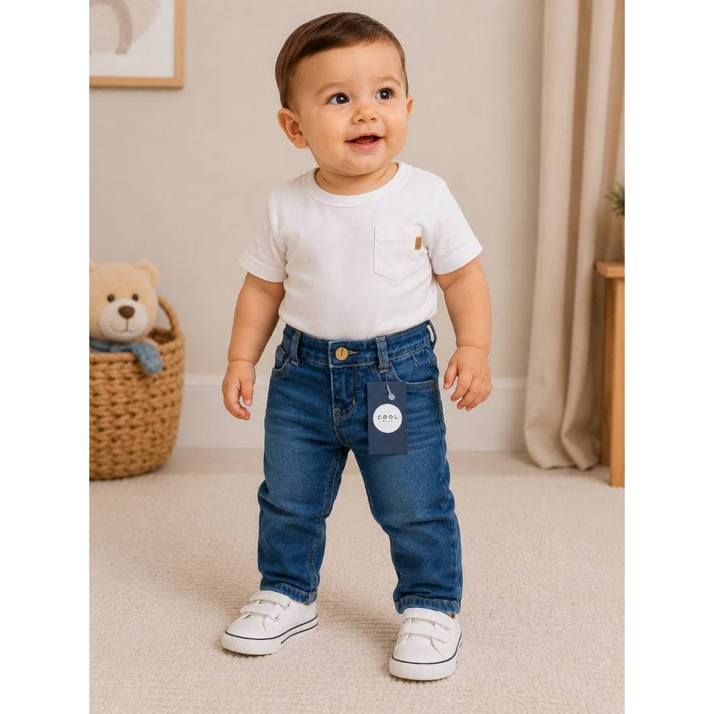 Calça Slim Jeans Bebê Disponível P M G - 0 A 9 Meses