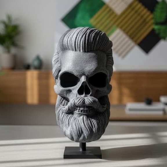 Escultura Caveira Decorativa Enfeite Barbearia Presente