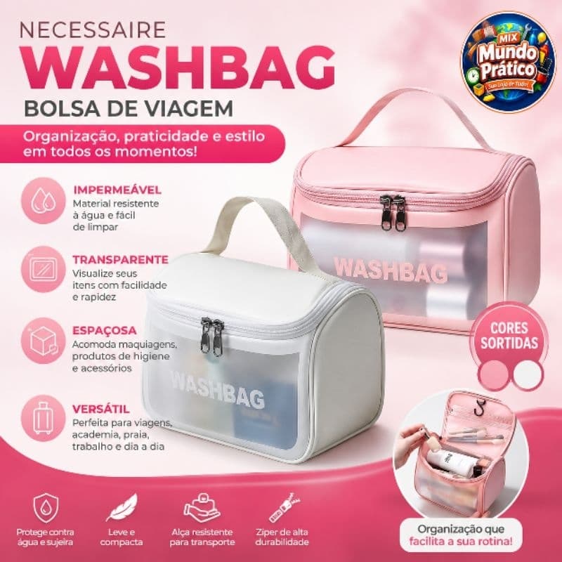 Necessaire Rosa ou Branca  Bolsa para Viagem e Acessórios  BM-B556