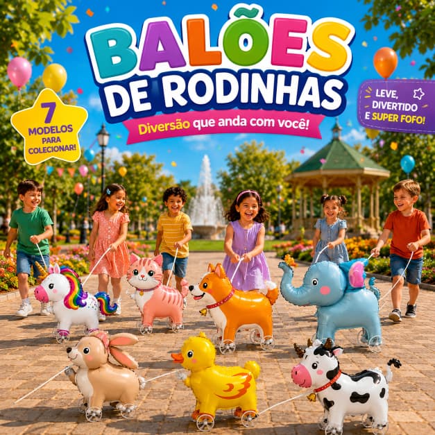 Balões Metalizado Brinquedo Animais Rodinha Unicornio Coelho Vaquinha Elefante Cachorro