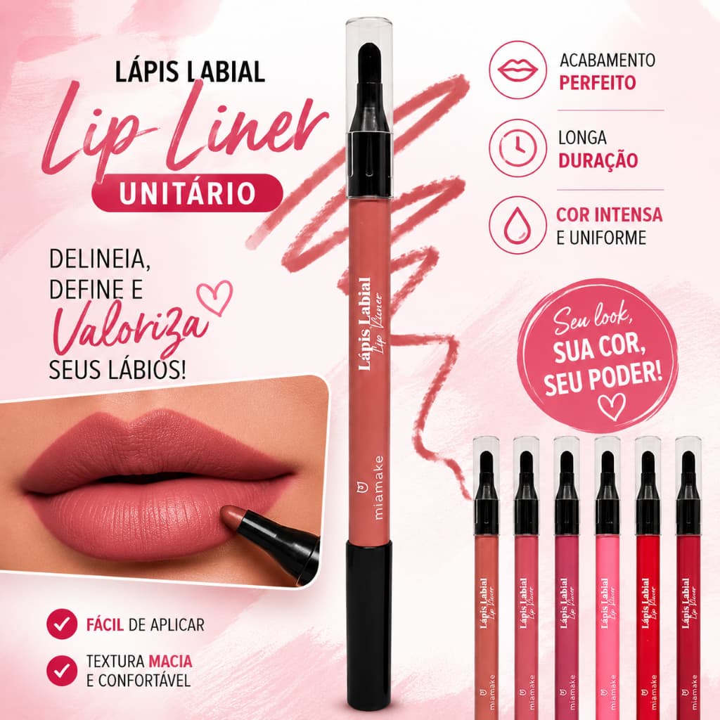 Lápis Labial Lip Power Textura Hidratante Com Pincel Mia Make