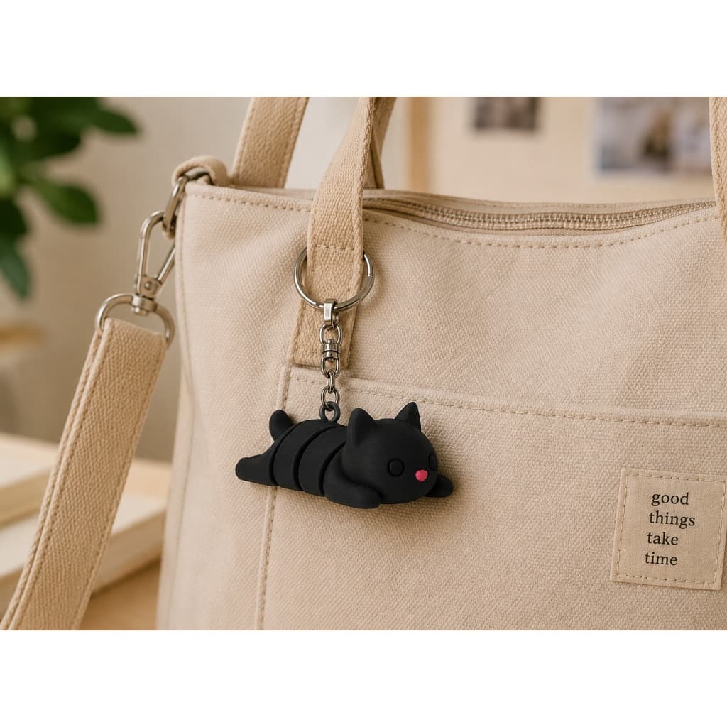 Chaveiro Gatinho Articulado 3D Flexível Kawaii Fofo para Mochila Bolsa Chaves Presente Criativo