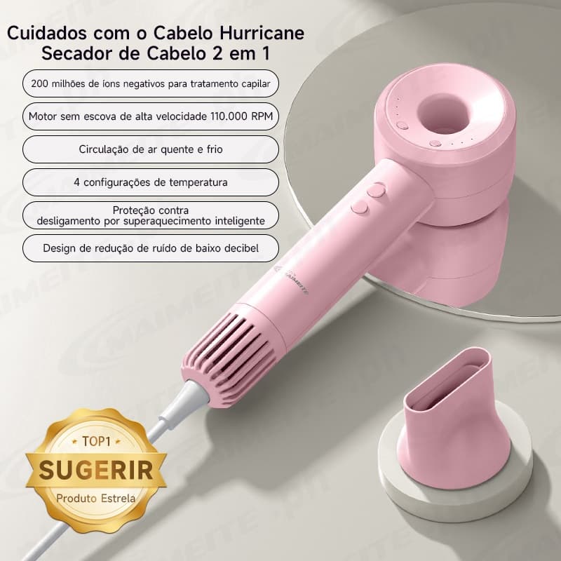 MAIMEITE Secador de Cabelo Profissional  Iônico Cerâmica com Difusor Bivolt 110v/220v - Secagem Rápida, Silencioso