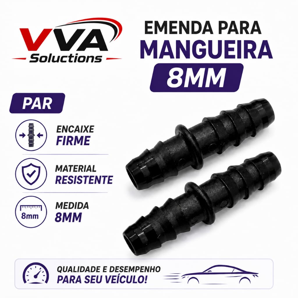 Par Adaptador Conexão Emenda Mangueira Combustível 5/16 8mm Universal
