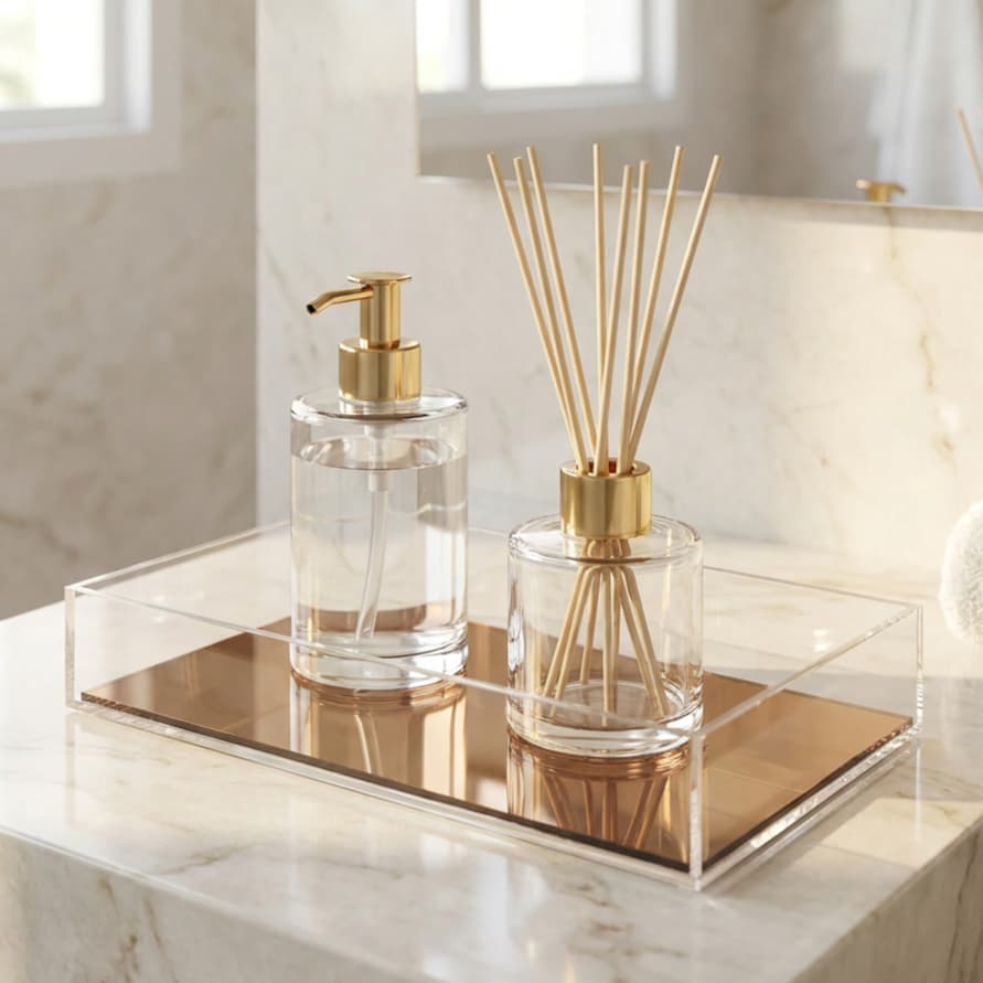 Bandeja Acrílica Espelhada Decorativa Lavabo Perfume Café Closet Bar Multiuso Organizadora