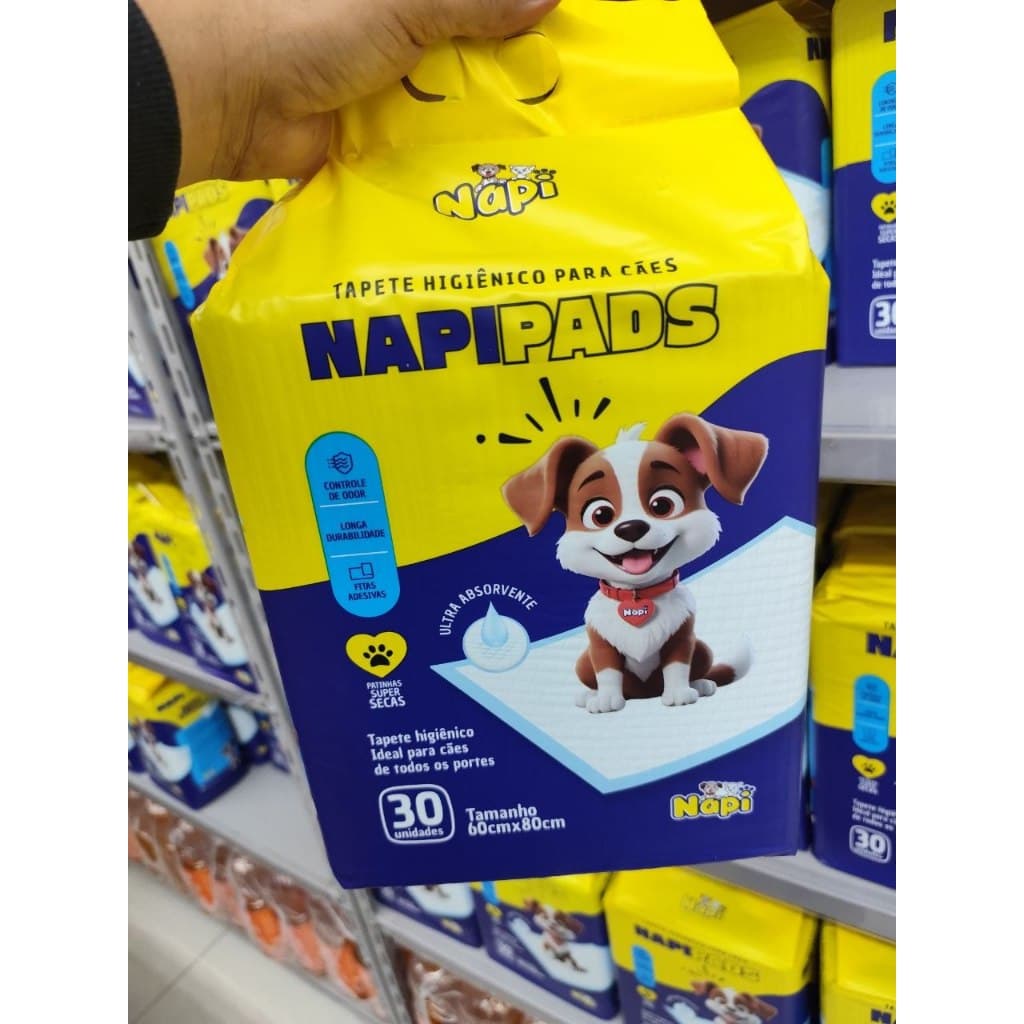 Tapete Higiênico para Cachorro Tapete Higienico Napi Para Cães 80x60 Cm 30 Unidade Cachorro Envio Imediato