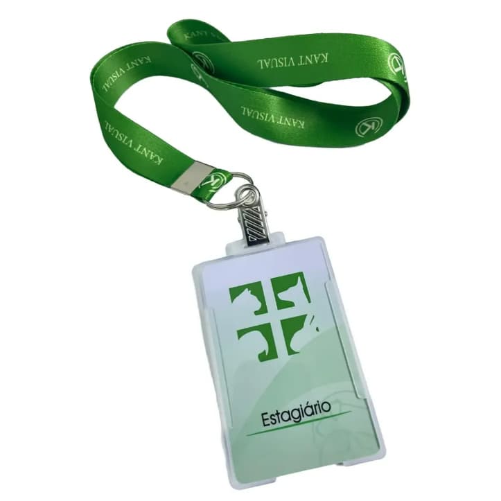 1un Crachá Em Pvc + Cordão Personalizado 20mm + Porta Crachá