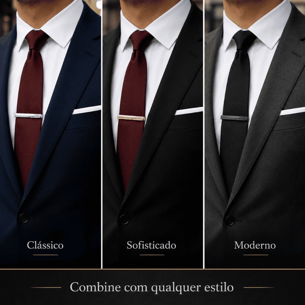 Prendedor de Gravata Masculino Clip Grampo Gravata Social Slim Dourado Prata Preto Para Terno Casamento