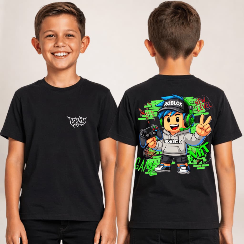 Camiseta Infantil Roblox Blusa 100% Algodão Unissex ShadowBlaze_X KingZyn Gamer Jogo Roblox