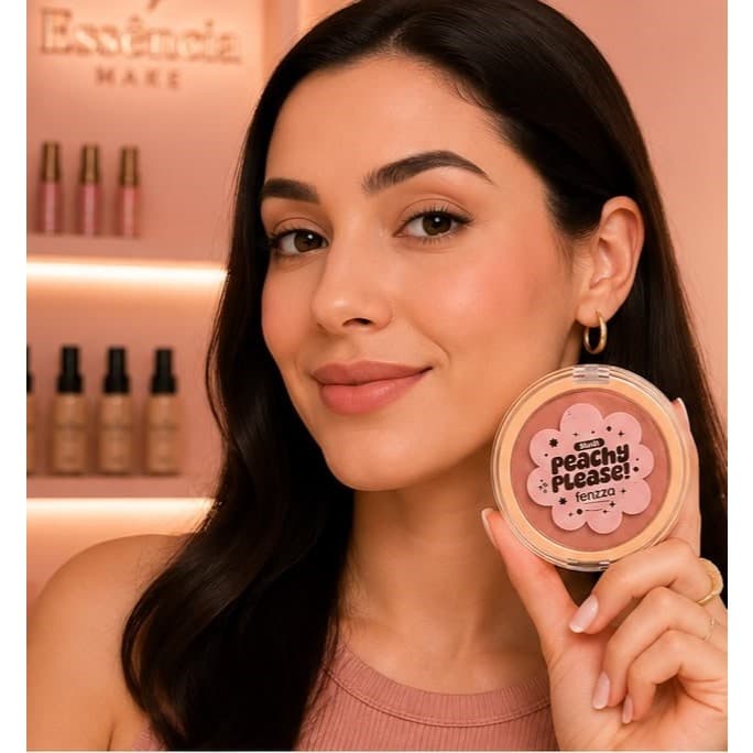 Blush Compacto Fenzza Peachy Please Efeito Natural Alta Pigmentação Longa Duração