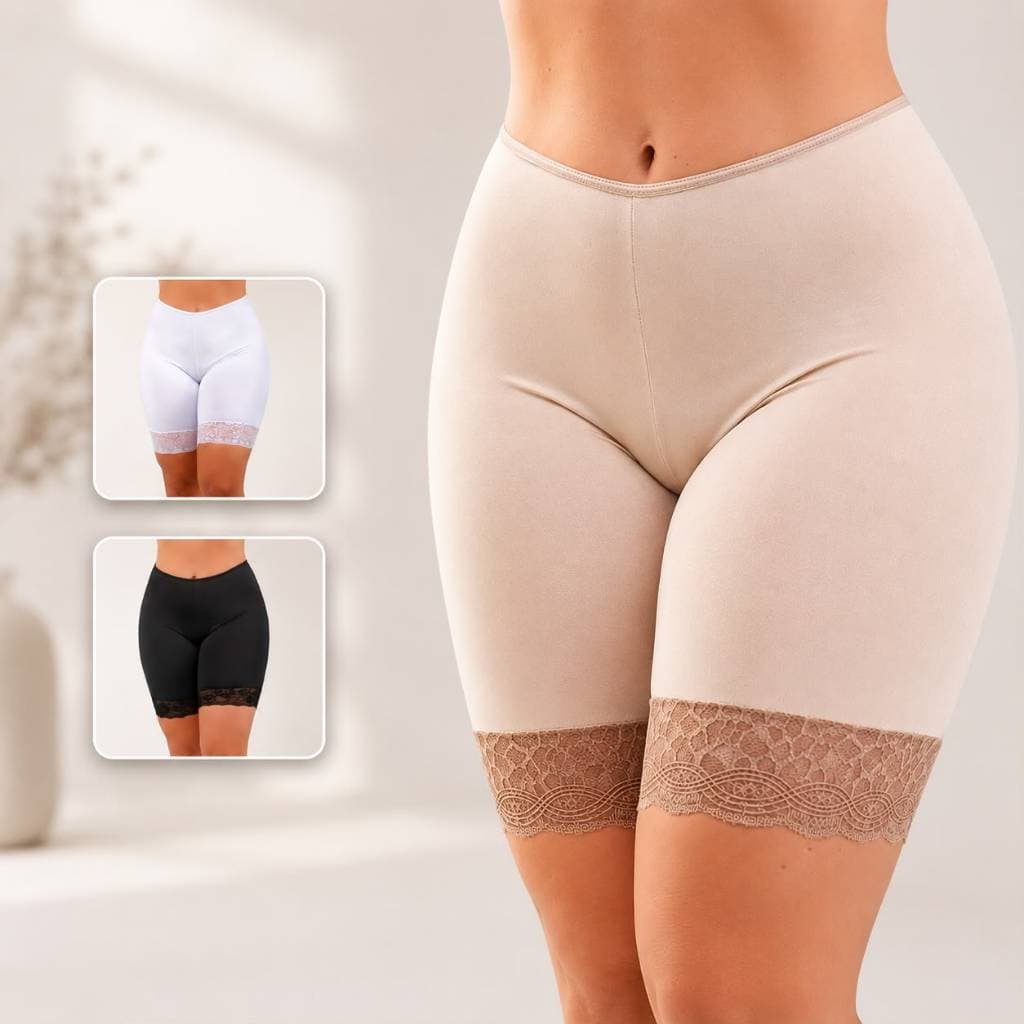 Short Anágua Segunda Pele Feminino Cintura Alta Com Renda Anti Assaduras Modelador