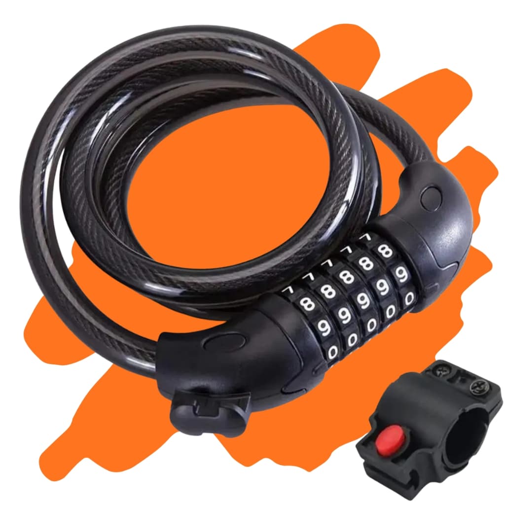 Cadeado de Segurança Para Bicicleta Moto Com Senha Cabo de Aço Reforçado 12 x 1200mm