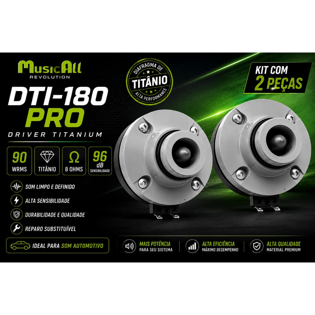 Kit 2 Driver Musicall DTI 180 Pro 90 Wrms Titanium 180w PMPO TI 8 Ohms Corneta  Lançamento