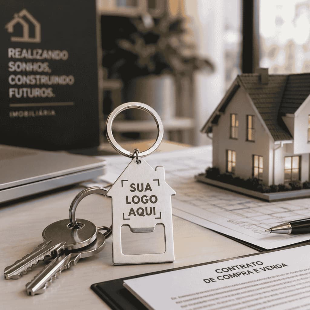 Chaveiro Casa em Metal Brilhante | Personalizado com Abridor de Garrafa