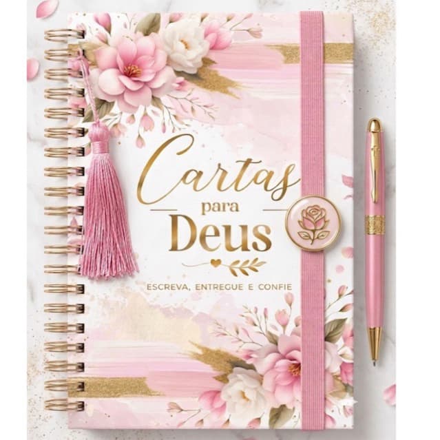 Agenda Diária Cartas Para Deus Espiral Capa Dura Com Tassel Elástico E Botton| Caderno Devocional