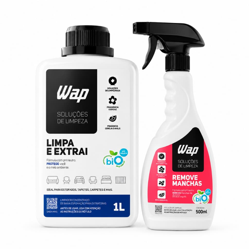 Kit Detergente WAP Limpa e Extrai 1L + Removedor de Manchas 500ml Tecidos Sofás