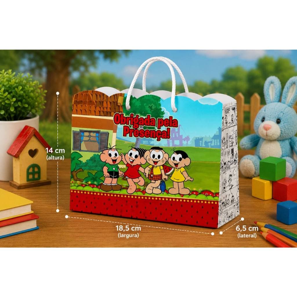 Sacolinha Personalizada Turma da Mônica com Alça | Lembrancinha Festa Infantil