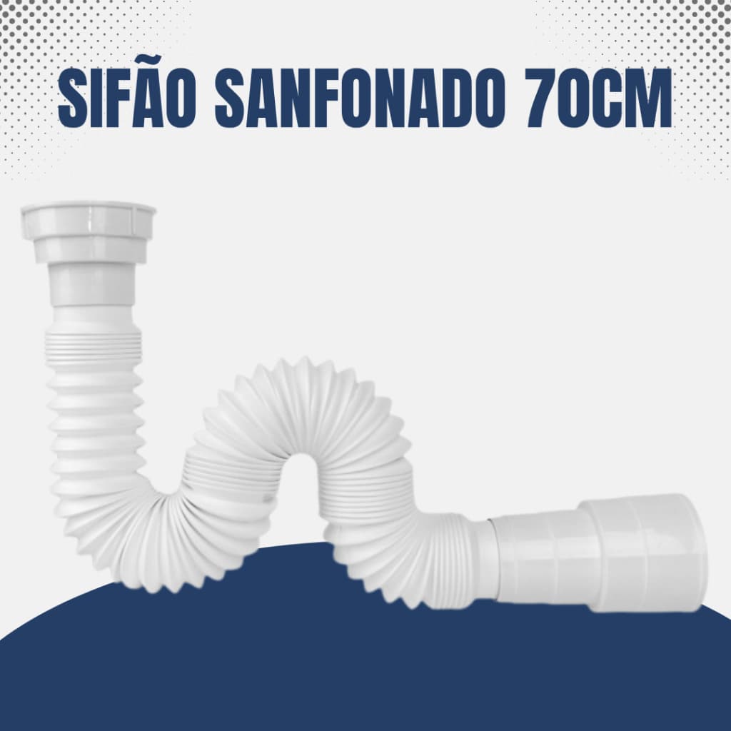 Kit 10 Unidades Sifão Simples Sanfonado Tubo Extensivo 70cm Universal