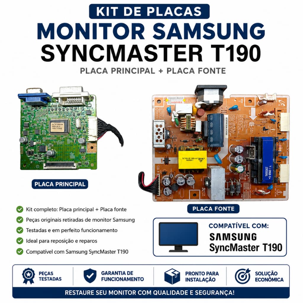 Kit Placa Principal + Fonte Monitor Samsung SyncMaster T190 Ls19twhsxvlzd Original