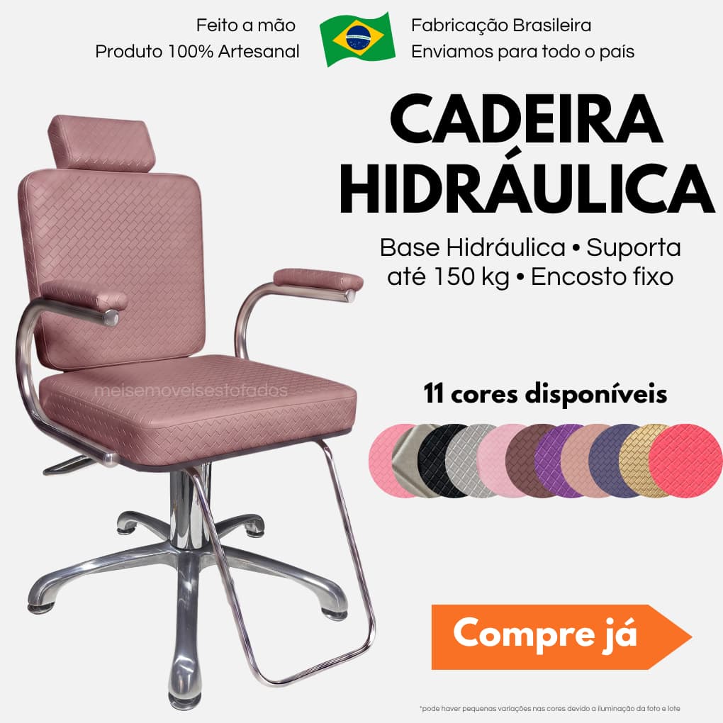Cadeira Hidráulica Resistente Barbeiro Salão de Beleza Cabeleireiro Cabelereiro Encosto Fixo 150kg
