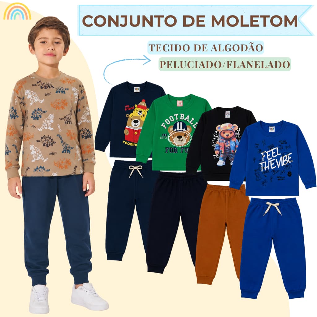 Conjunto de 4 peças moletons de inverno masculinos e infantis Sortido Tamanhos 1 a 8