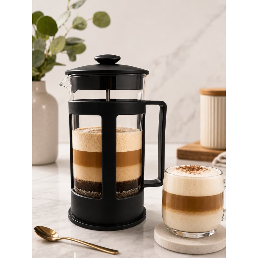 Prensa Francesa 600ml Cafeteira Manual Vidro Cremeira Leite late French Press Café Gourmet Premium