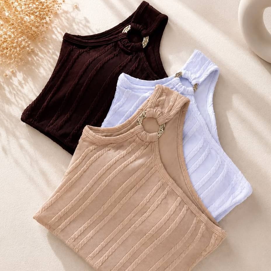 Blusa Cropedds Mula Manga Com Argolha,Top Femenino Com Bojo Moderno Elegante Excelente Elasticidade