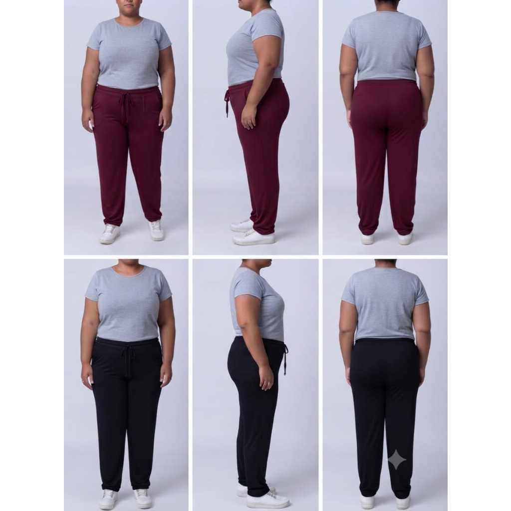 Calça Basica Plus Size Feminino Em Tecido Visco Lycra | Cintura Com Elastico Embutido