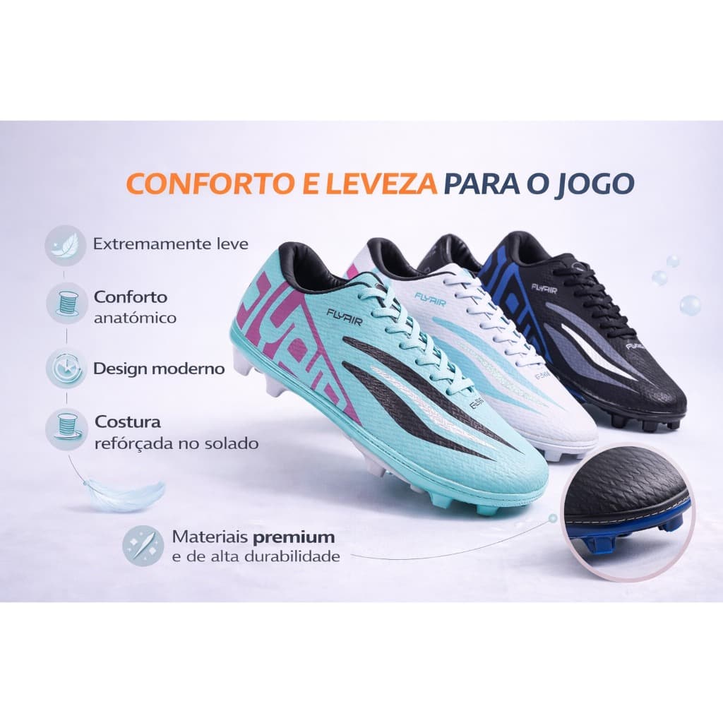 PROMOÇÃO Chuteira de Campo Infantil Adulto Profissional Reforçada Confortável Solado Costurado