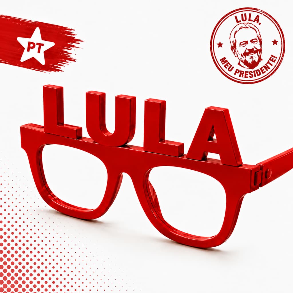 Óculos Lula Presidente | Acessório | Apoiador Político | Meu Presidente Personalizado Vermelho