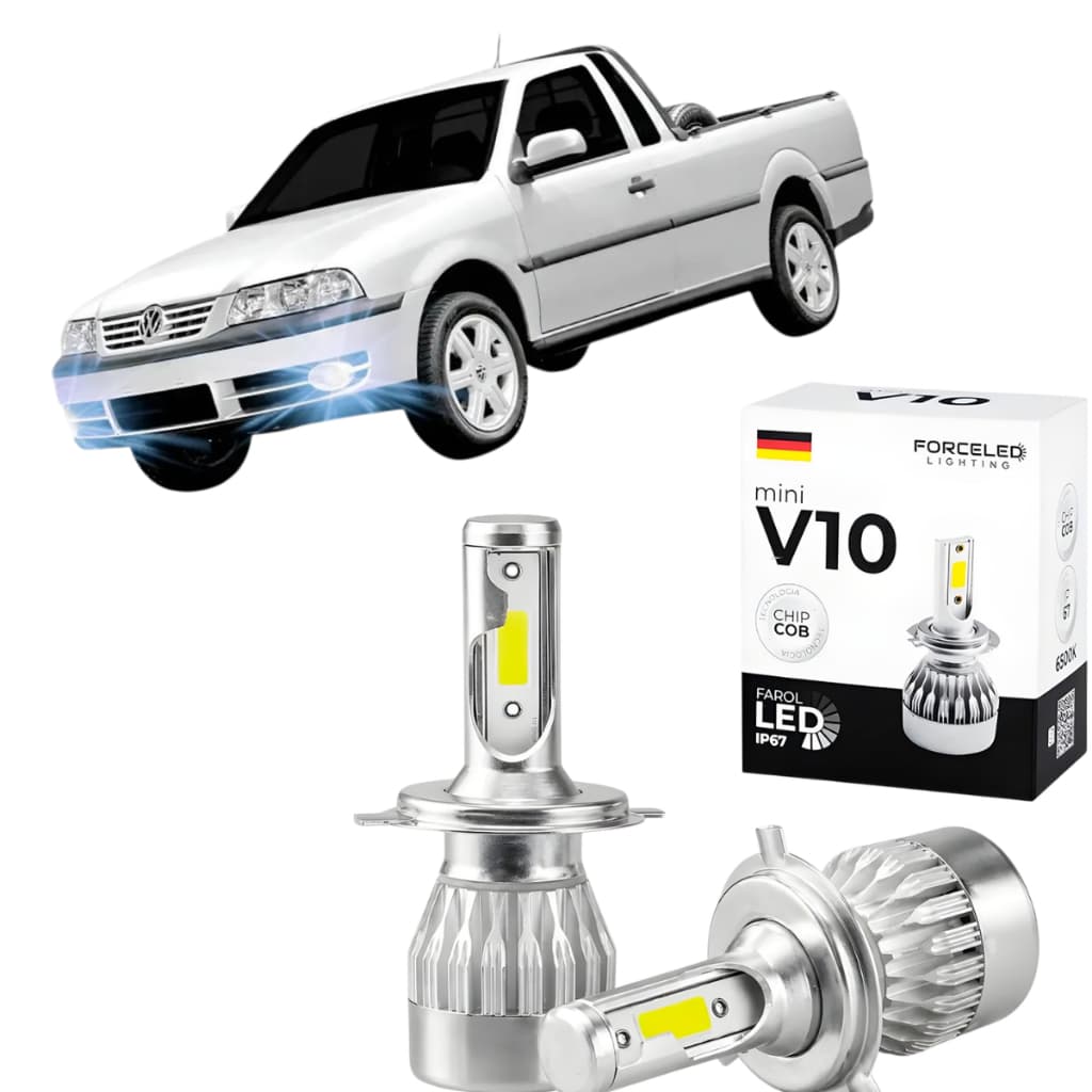 Kit Lâmpadas Farol Led Full H4 para Volkswagen Saveiro G2 G3 – Mini V10 Alta Potência e Fácil Instalação