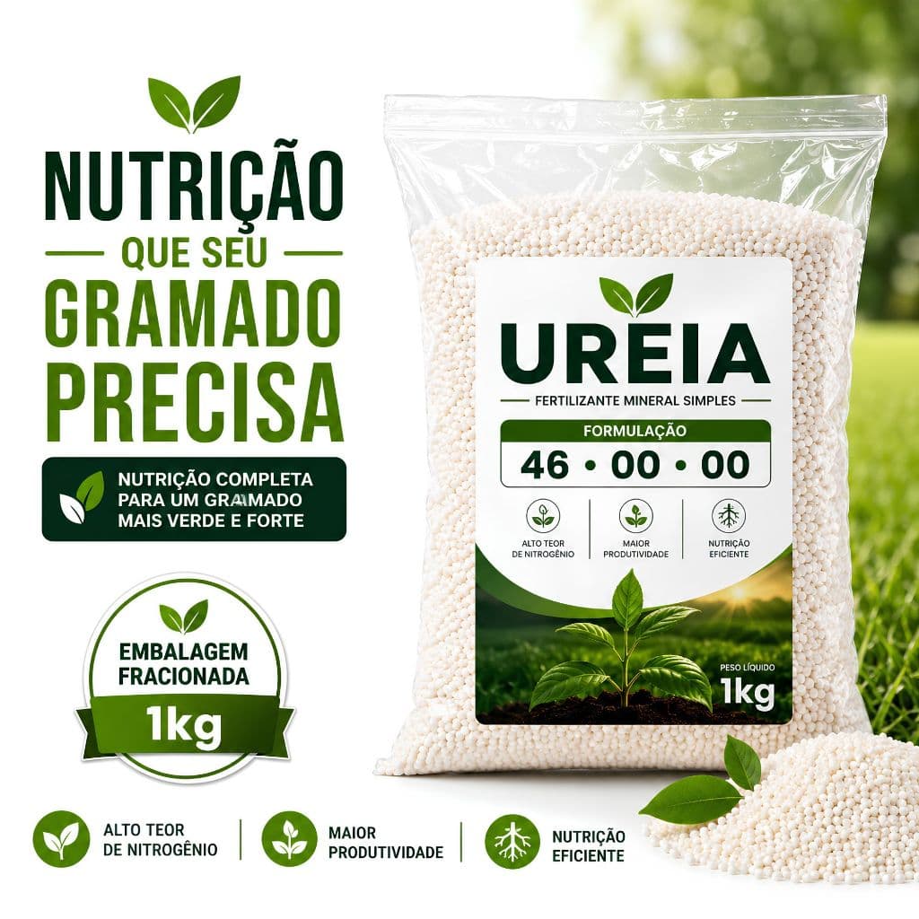Ureia Agrícola NPK 46-00-00 1kg Adubo para Gramado, Plantas e Hortaliças