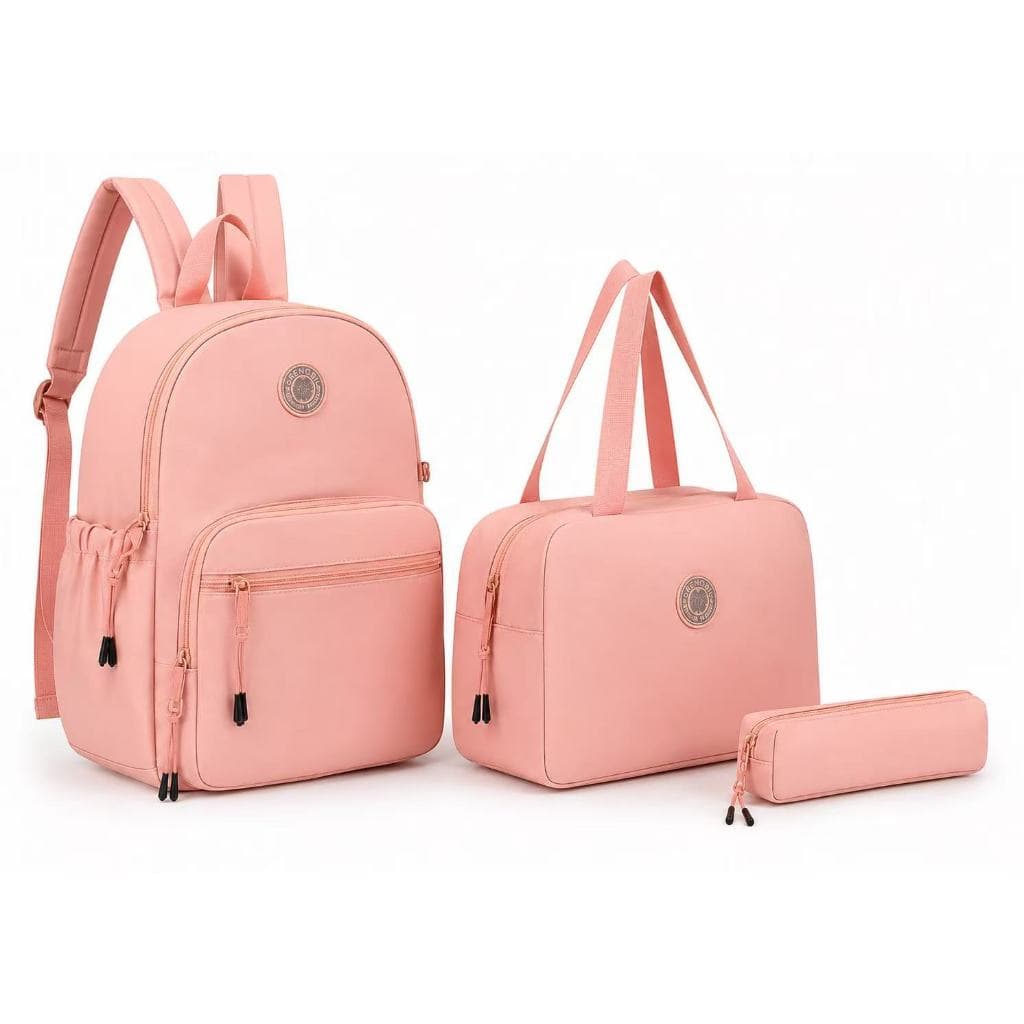 Mochila Grenobil Conjunto 3 Peças Nylon Resistente Mochila + Bolsa Transversal + Estojo Varias Cores