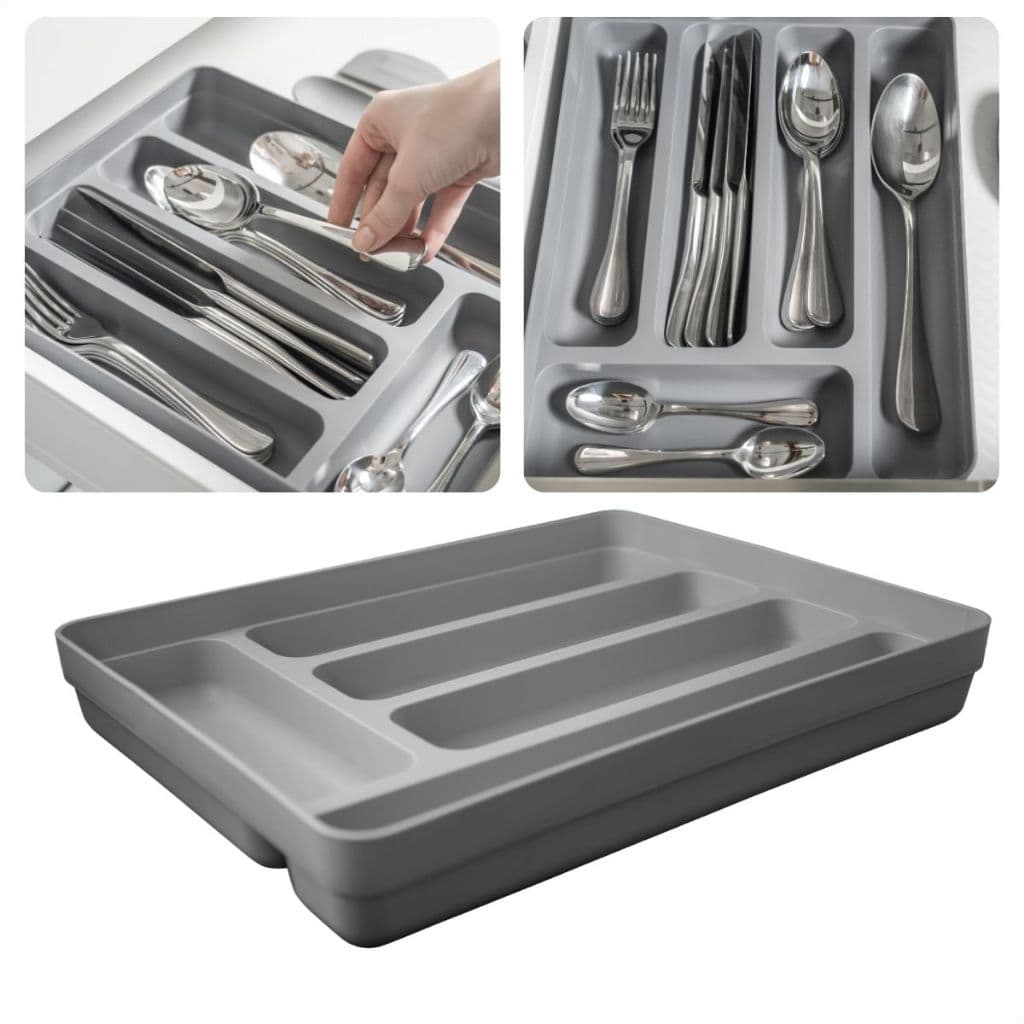 Organizador De Gaveta Porta Talher e Utensílios De Cozinha Com Divisórias 5 Compartimentos Ou