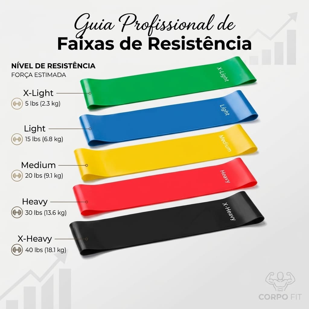 Elastico Para Treino Funcional Faixa De Resistencia Kit 5 Pecas Academia Em Casa Ioga Pilates