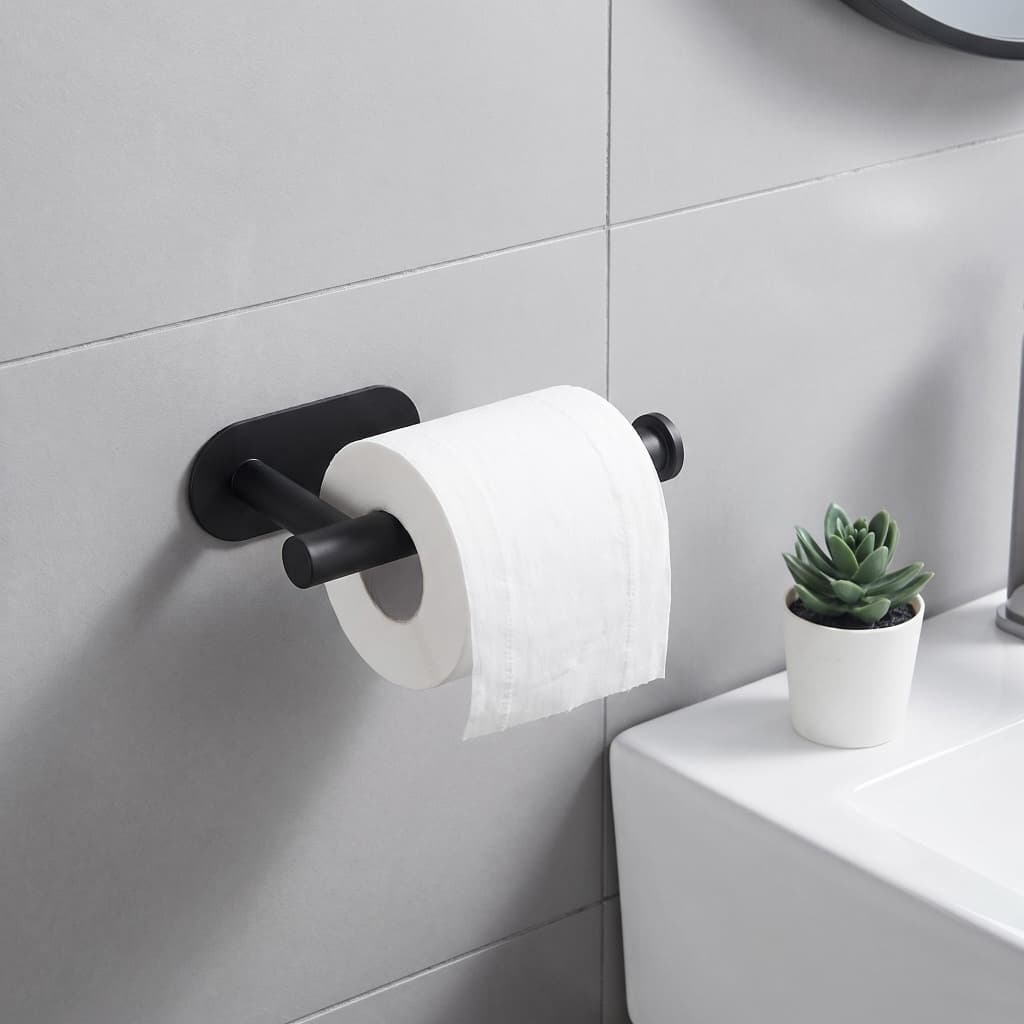 "Suporte Porta Papel Higiênico Aço Inox Escovado Adesivo Banheiro Sem Furo Prático "