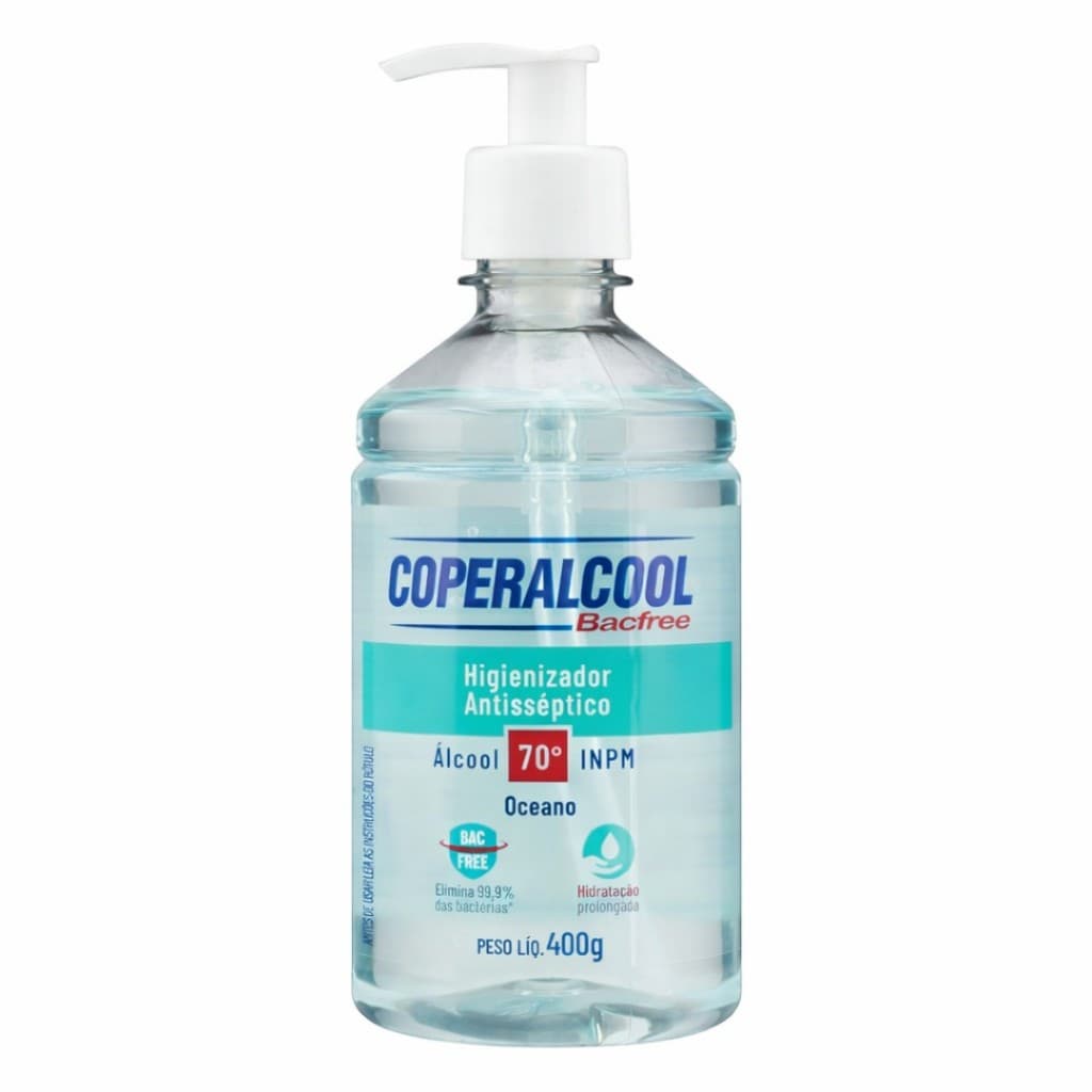 Álcool Etílico Gel Higienizador de Mãos 70° INPM Coperalcool Bacfree Oceano 400g