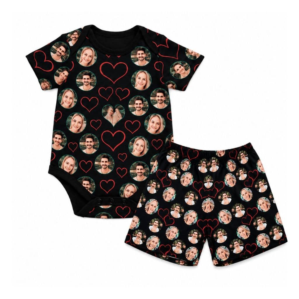 Kit Dia dos Pais Personalizado com Foto Body Infantil e Short Masculino Preto Confortável